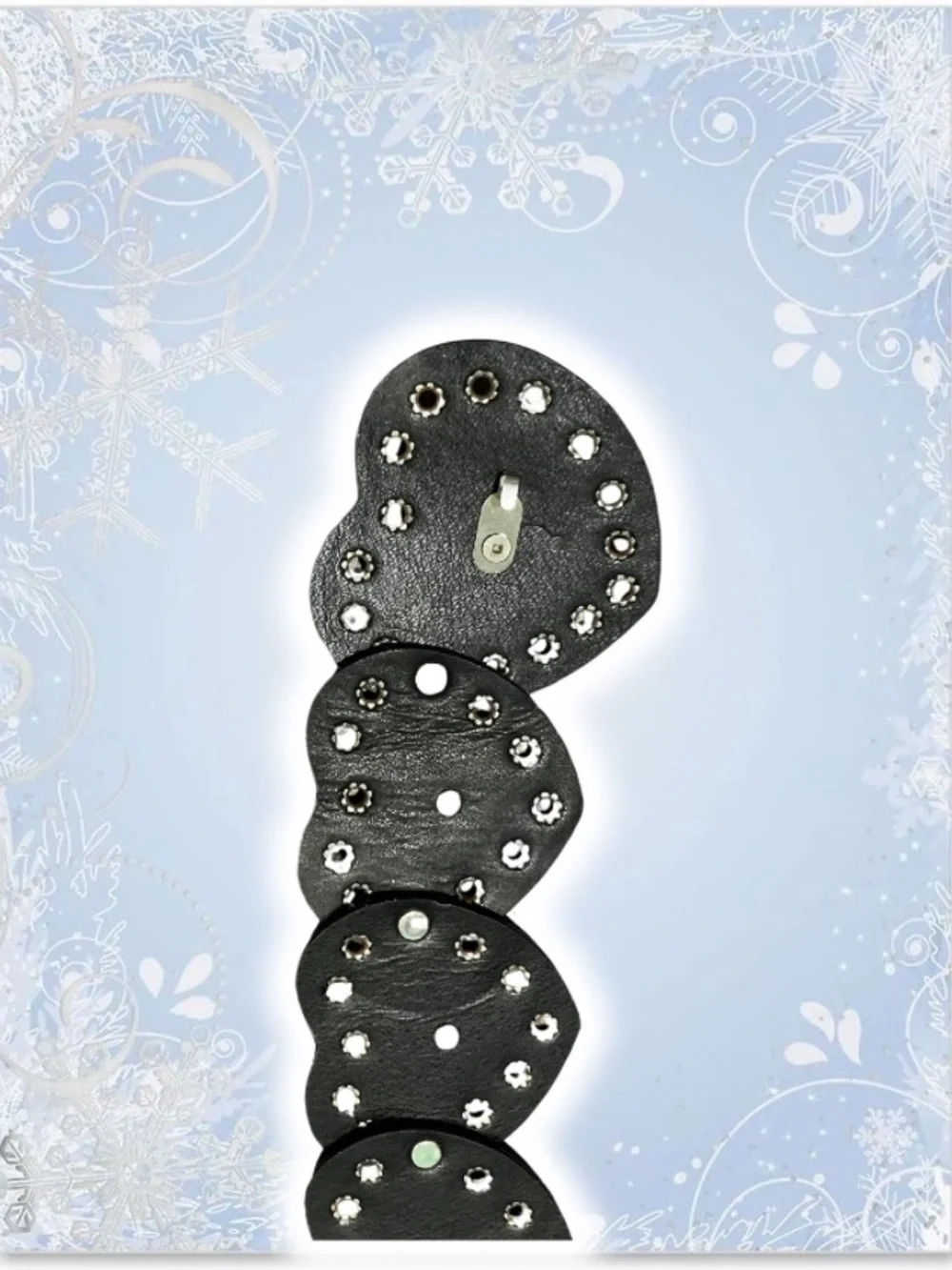 Wide Black Heart & Sun Studded Bracelet